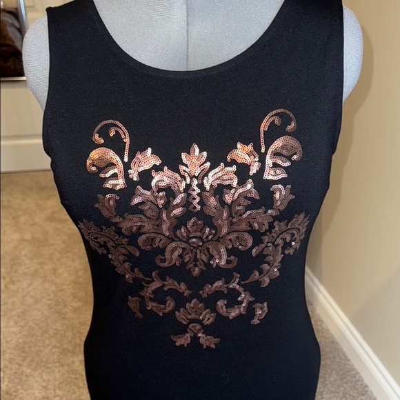 Suzy Shier Black Copper Embellished Sheath Dress - Picture 3 of 13